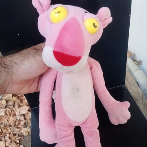 Pink Panther plush used with discoloration and pen stain