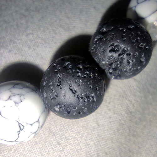 Howlite and Lava Stone Bracelet new with elephant bead