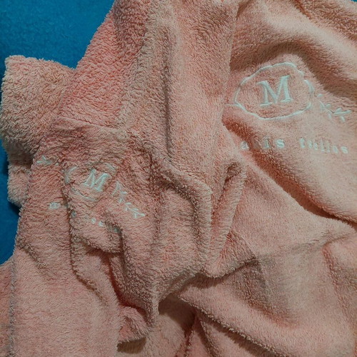 Cotton bathrobe pink used Makis Tselios with embroidery
