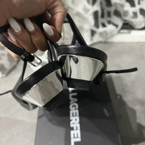 Karl Lagerfeld ballerinas like new, leather, black-silver, size 36