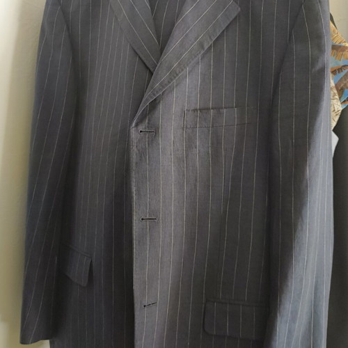 Massimo Dutti men's suit 100% linen like new, blue, size 52 jacket 42 pants