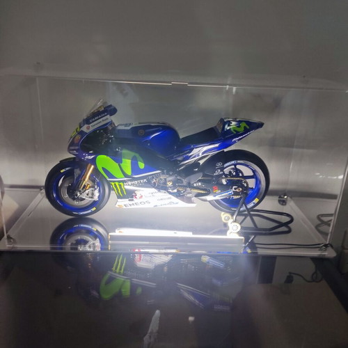 Valentino Rossi Motorcycle Model with Illuminated Display Case and Magazines