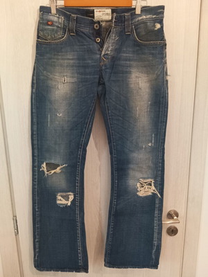 Energie men's jeans size 31 used with rips, straight fit, blue