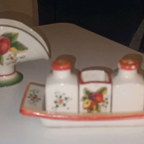 Salt pepper toothpick holder and napkin holder Hatzigiannis used