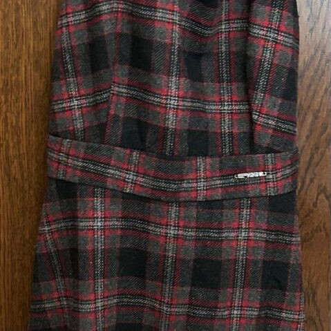 Enzzo mini checkered dress like new, gray and red