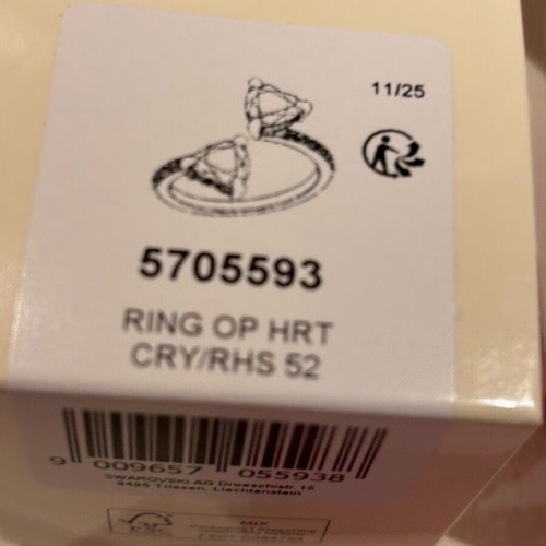 Mesmera silver Swarovski ring new, size 52