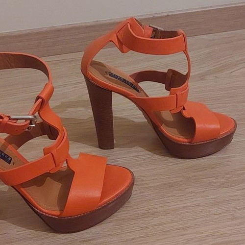 Ralph Lauren orange sandals like new, size 38.5