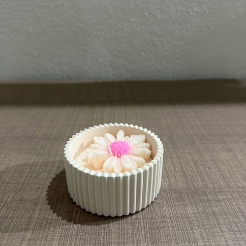 Handmade candle with flower in elegant white container new