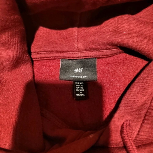 H&M Hoodie in Burgundy Red with Detroit Print like new