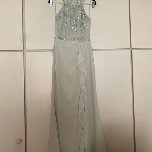 Lipsy Sage Green Embellished Ruffle Front Halter Maxi Dress new with tags