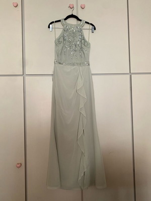 Lipsy Sage Green Embellished Ruffle Front Halter Maxi Dress new with tags