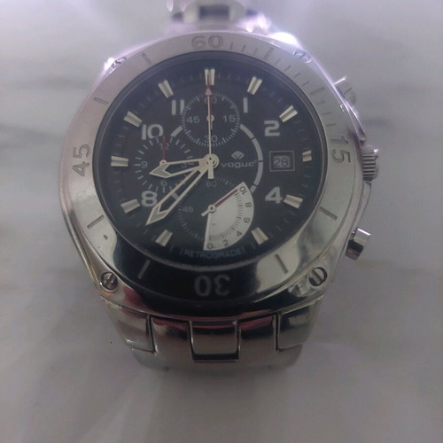 Vogue wristwatch chronograph silver metal bracelet like new