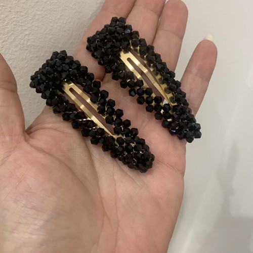 Set of hair clips with black crystals like new