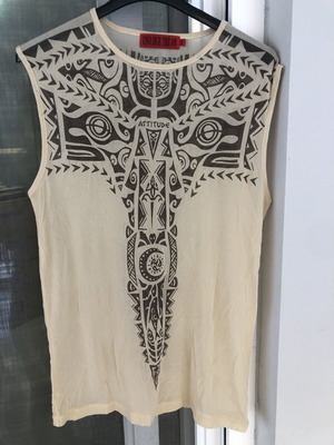 Uno Due Tre Unisex Tribal Mesh Sleeveless Top Small, like new