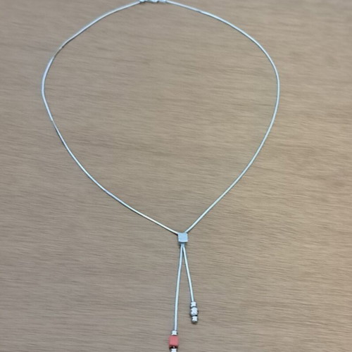 Silver Necklace 925 with Coral Stone like new