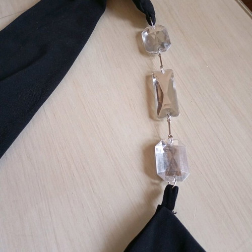 Elastic black strapless blouse with rhinestones like new, size L