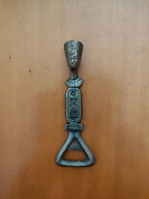 Collectible brass bottle opener with Egypt theme like new