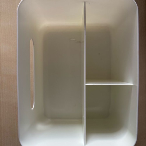 Gray office tissue box like new with lid and divider
