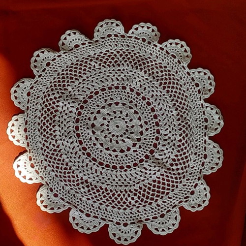 Round doily used, handmade