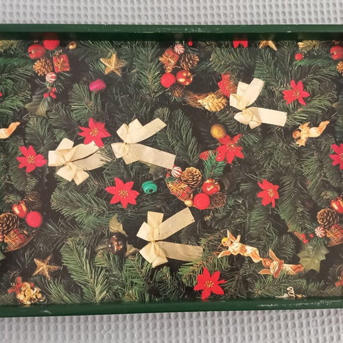 Christmas wooden serving tray used