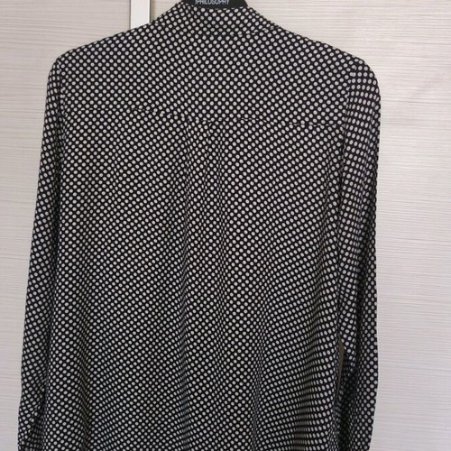 More women's long-sleeve shirt used, black with white dots, size S