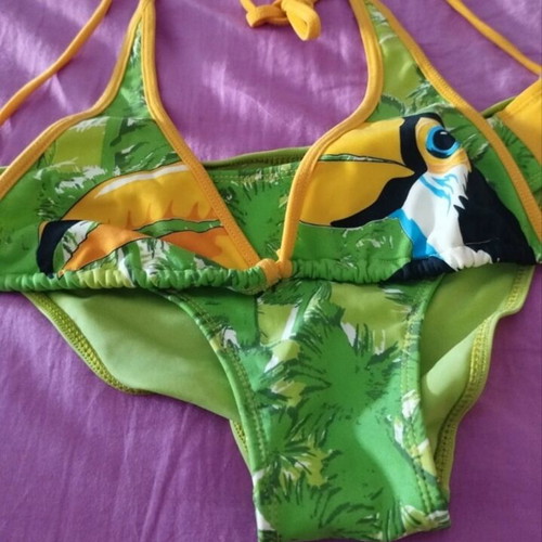 Tropical Bikini Swimwear with Toucan Print, New, Size M