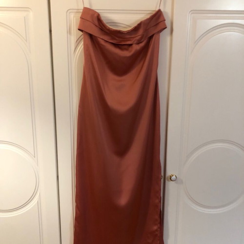 Mind Matter satin strapless dress new, summer maxi in black and peach