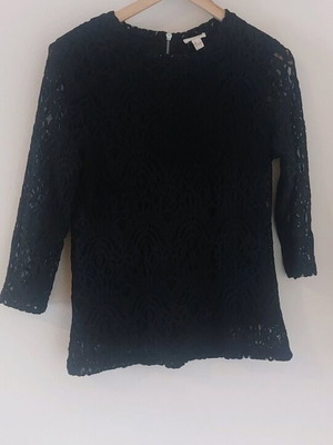 Esprit blouse black lace with 3/4 sleeves like new, size L