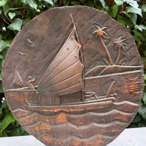 Copper decorative relief used with sea scene