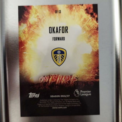 Topps Premier League Cards 2026/2027 On Fire Gabriel Martinelli, Noah Okafor