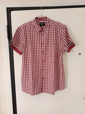Cedar Wood State men's summer shirt XL like new, red and white gingham