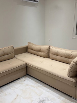 Γωνιακός καναπές σαν καινούργιος, 2,40×1,90 μ, μπεζ