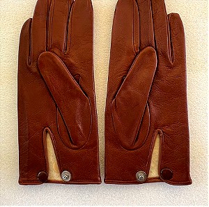 Unisex δερμάτινα γάντια σε σκούρο καφέ χρώμα medium