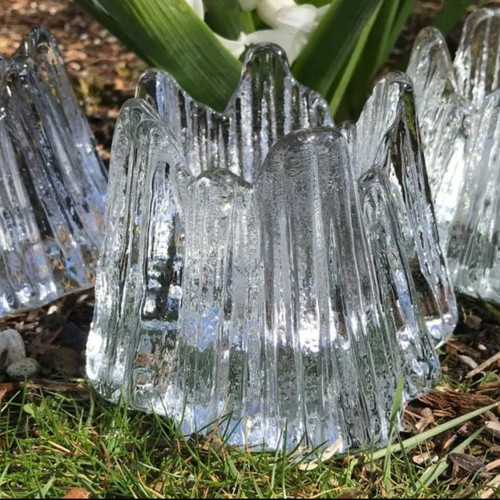 Nybro Volcano candle holders set of 3, new, Swedish crystal 80s