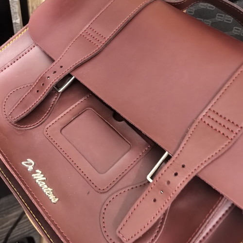 Dr. Martens leather laptop and school bag, burgundy