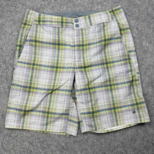 Columbia men's yellow green checked shorts W36 Omni-Shade retro golf preppy like new