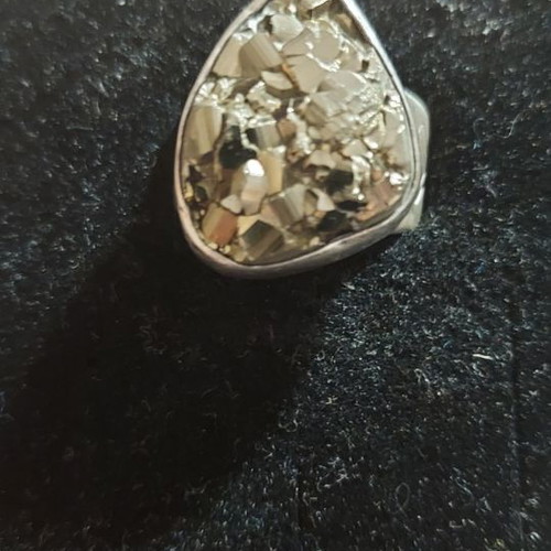 Silver handmade 950 ring with pyrite like new