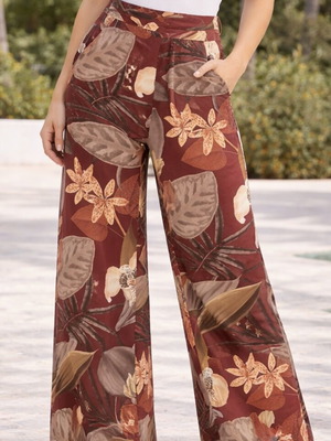 Floral pants size M like new, colorful