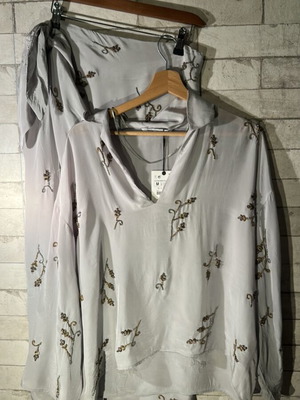Zara limited edition hand crafted silk set, light gray