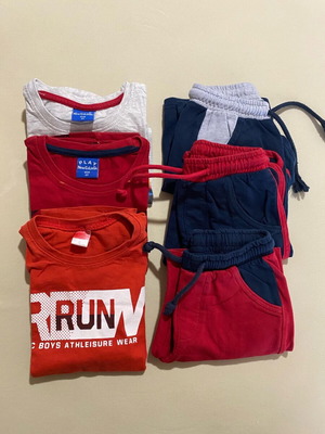Set of 3 t-shirts and 3 shorts used for 3-year-old boy
