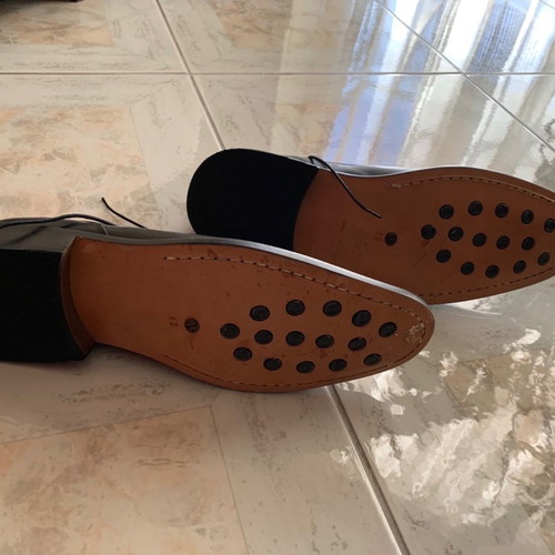 Men's leather stitched shoes new, size 42, black