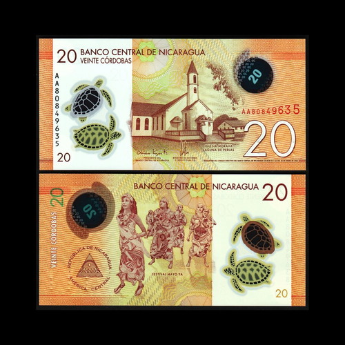 Nicaragua 20 Cordobas 2021 UNC Polymer banknote new