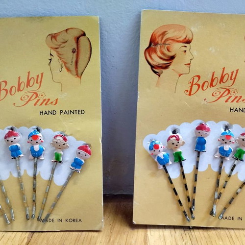 Vintage hair bobby pins used, 1960s, set of 2 packs