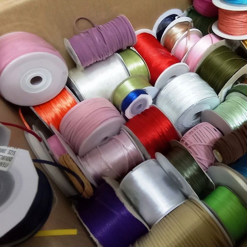 Craft Cord Spools like new, over 80 pieces, waxed leather satin