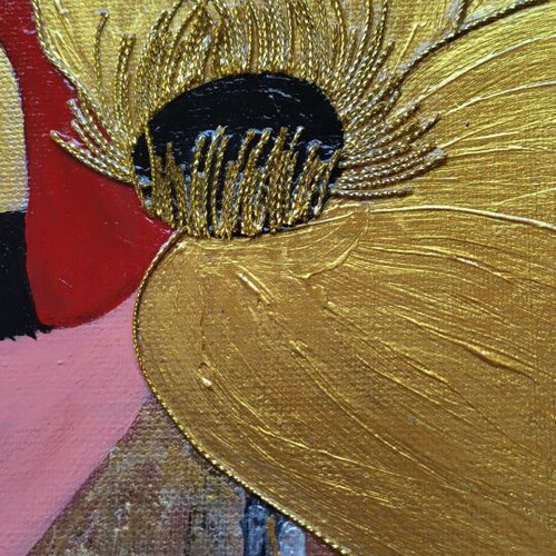 Handmade painting on canvas "Flower in Hair" 24x29 cm, acrylics