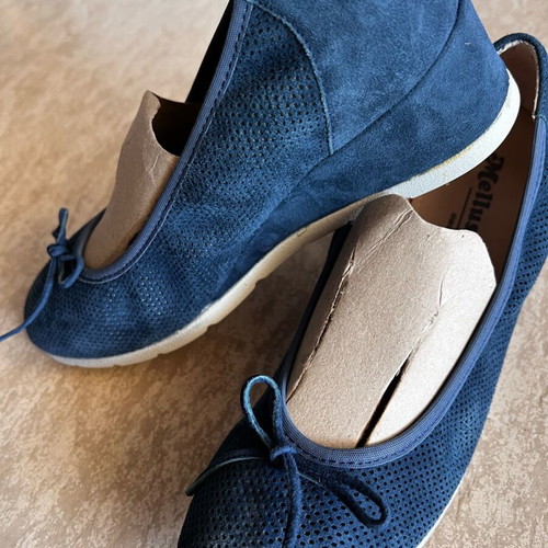 Melluso ballerinas new, natural suede, navy blue, size 38-38.5