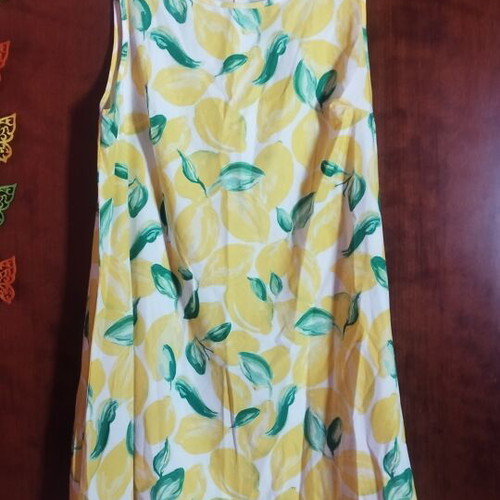 Shein yellow sleeveless dress with lemon print, new, XL