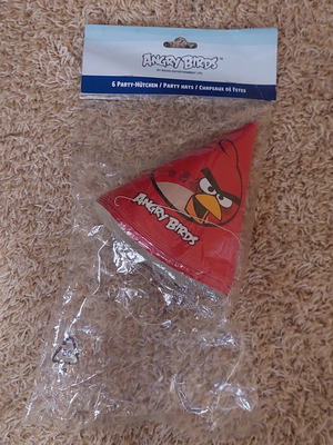 Angry Birds party hats new, pack of 6 for kids party