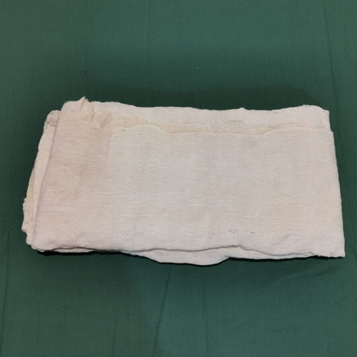 Wool woven bed sheet used with stain and wear from 1930 era