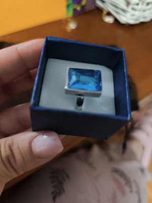 Ring with blue stone stainless steel, size 16.5mm, new